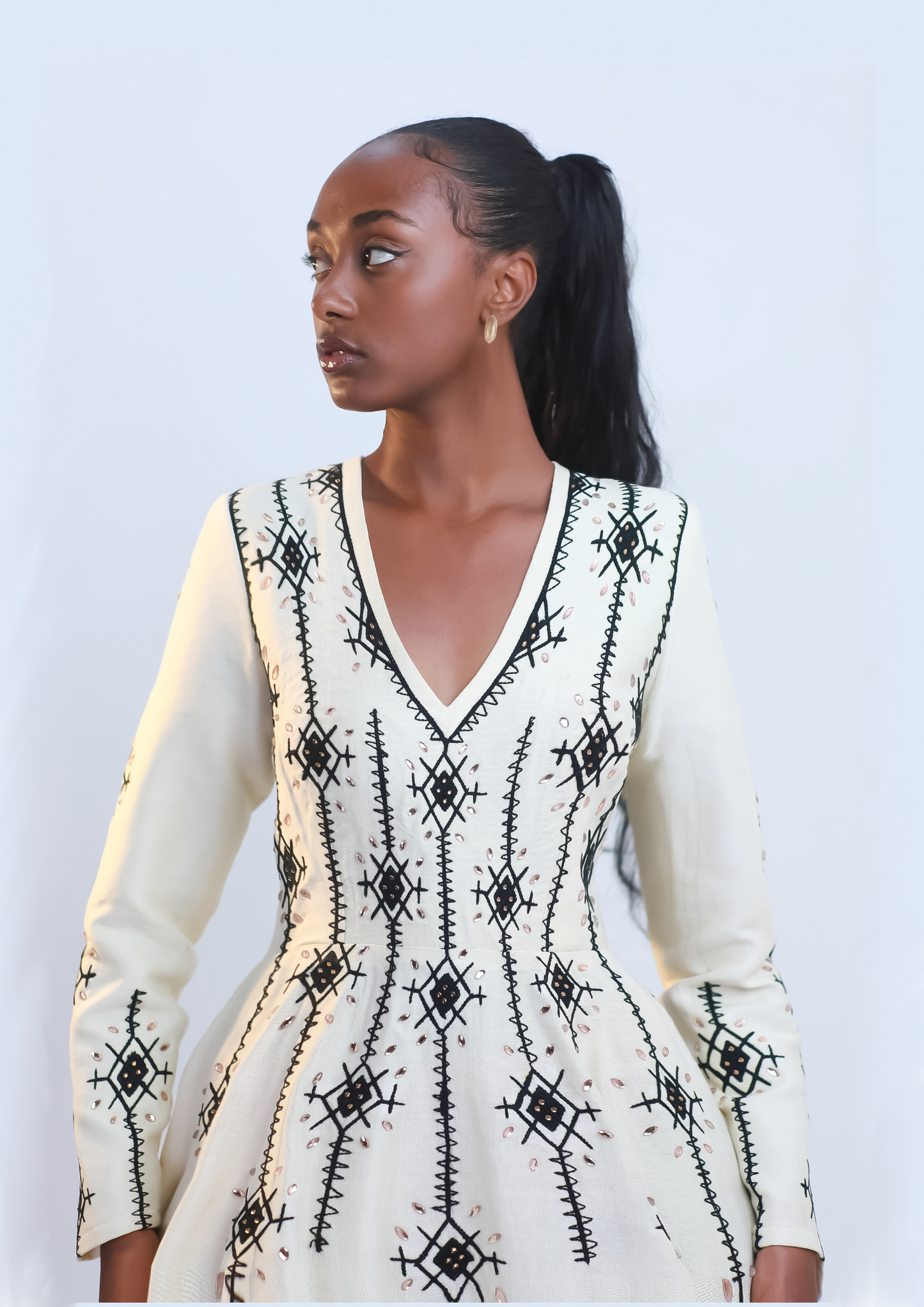 Black design Embroidery Elegant Modern Habesha Dress,Habesha Libs