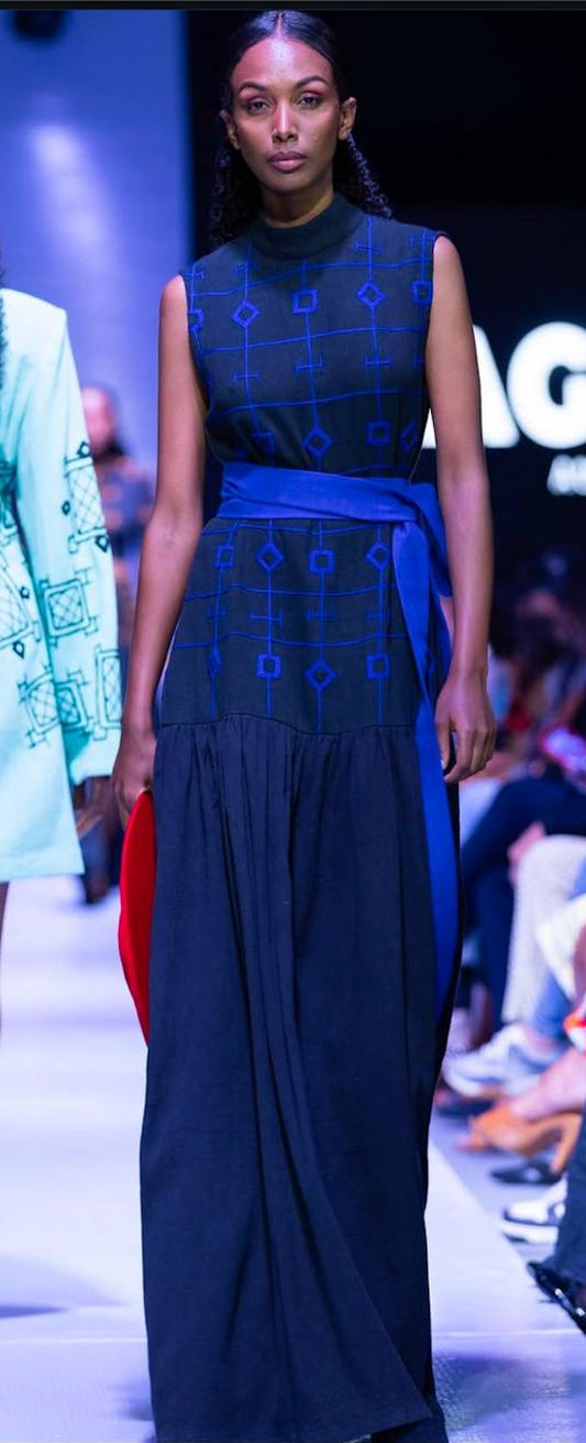 Blue Embroidered Elegant Dress, Habesha Kemis