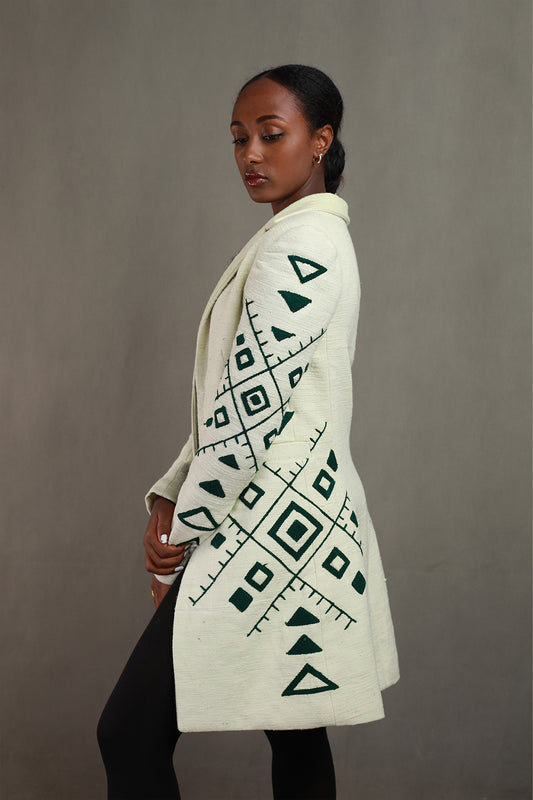 Elegant Ethiopian Handwoven Embroidery Coat, Habesha Coat