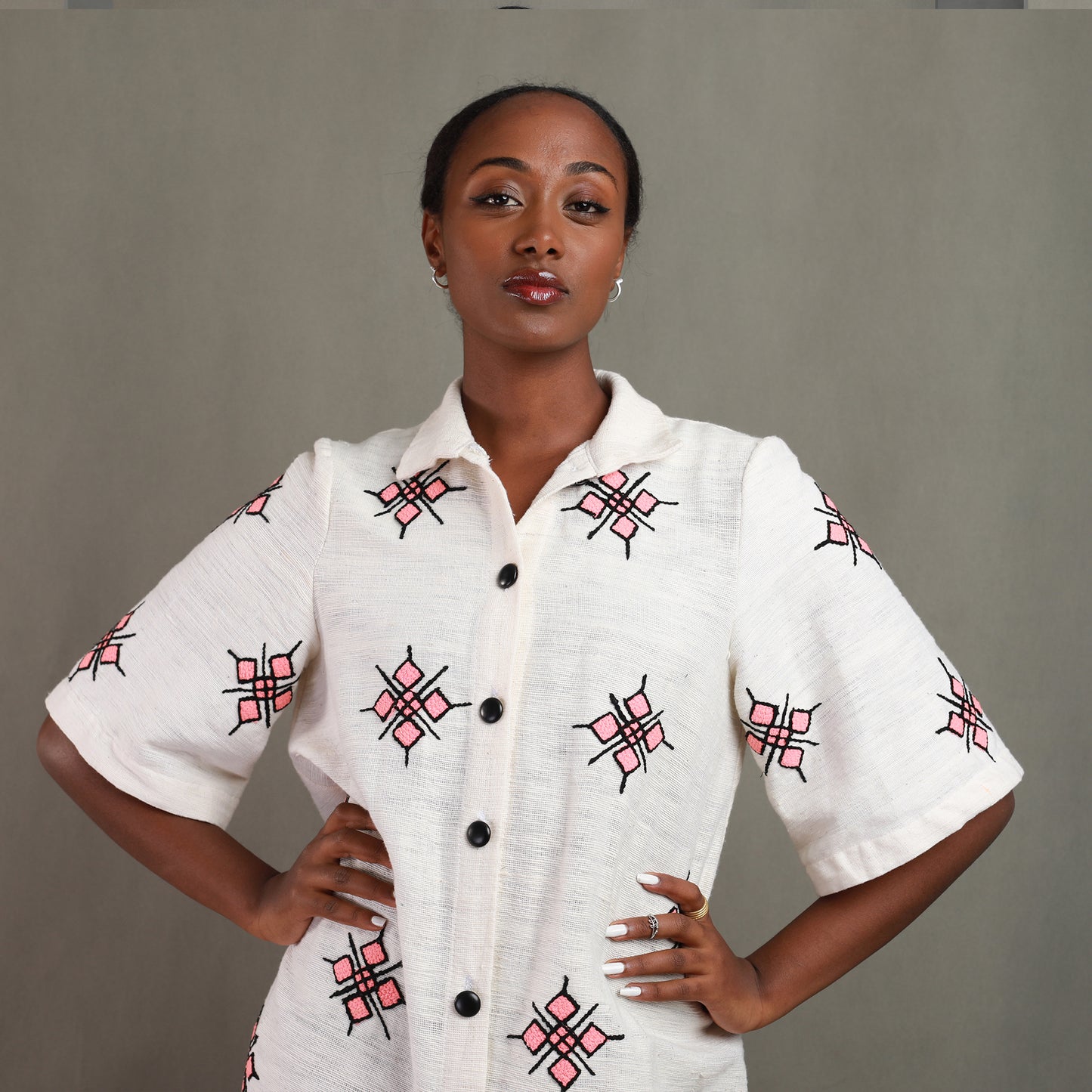 Ethiopian HandMade shirt Dress cross Design Embroidery Habesha Libs